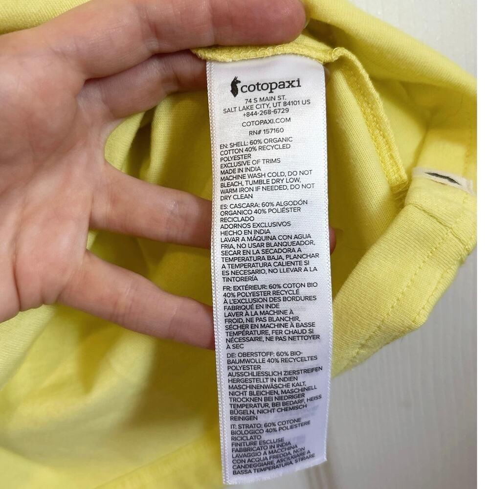 Cotopaxi Pompones Do Good Graphic Tee Lemonade Yellow Size S NWT - Picture 7 of 8